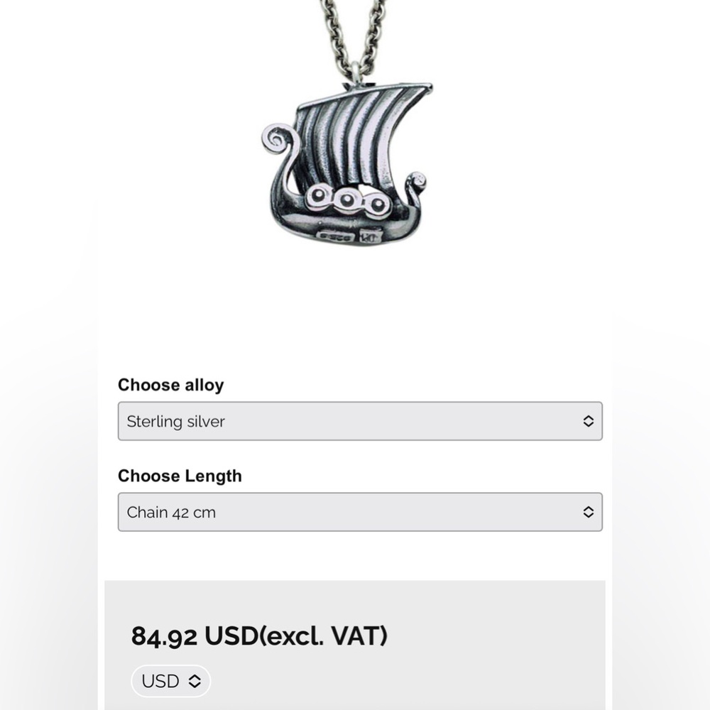 Sterling KOPI Viking Ship pendant - Picture 3 of 13